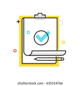 Color box check mark icon, background and graphics. The illustration is colorful, flat, vector, pixel perfect, suitable for web and print. It is linear stokes and fills.