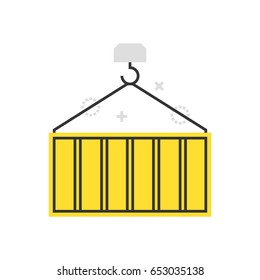 Color box container icon, background and graphics. The illustration is colorful, flat, vector, pixel perfect, suitable for web and print. It is linear stokes and fills.