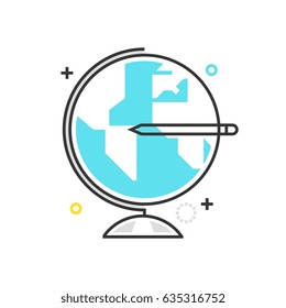 Color box earth globe icon, background and graphics. The illustration is colorful, flat, vector, pixel perfect, suitable for web and print. It is linear stokes and fills.