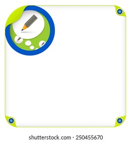 color box for entering text and speech bubble and pencil