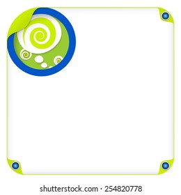 color box for entering text and speech bubble and spiral