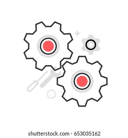 Color box gears icon, background and graphics. The illustration is colorful, flat, vector, pixel perfect, suitable for web and print. It is linear stokes and fills.