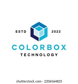 Color Box Geometric Technology digital data Logo vector design graphic emblem