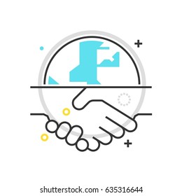 Color box hand shake icon, background and graphics. The illustration is colorful, flat, vector, pixel perfect, suitable for web and print. It is linear stokes and fills.