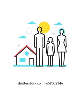 Color box house icon, background and graphics. The illustration is colorful, flat, vector, pixel perfect, suitable for web and print. It is linear stokes and fills.