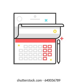 Color box icon, calender illustration, icon, background and graphics. The illustration is colorful, flat, vector, pixel perfect, suitable for web and print. It is linear stokes and fills.