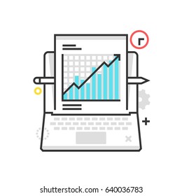 Color box icon, data analytics illustration, icon, background and graphics. The illustration is colorful, flat, vector, pixel perfect for web and print. Linear stokes and fills.