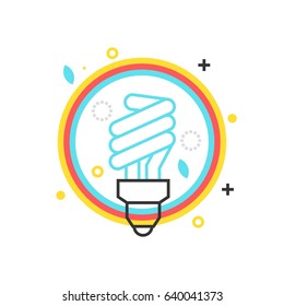 Color box icon, energy efficient lamp illustration, icon, background and graphics. The illustration is colorful, flat, vector, pixel perfect for web and print. Linear stokes and fills.