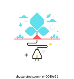 Color box icon, green energy illustration, icon, background and graphics. The illustration is colorful, flat, vector, pixel perfect for web and print. Linear stokes and fills.