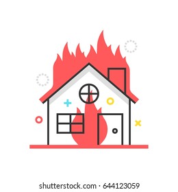 Color box icon, house fire protection illustration, icon, background and graphics. The illustration is colorful, flat, vector, pixel perfect, suitable for web and print. It is linear stokes and fills.