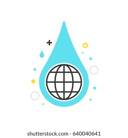 Color box icon, hydro energy illustration, icon, background and graphics. The illustration is colorful, flat, vector, pixel perfect for web and print. Linear stokes and fills.