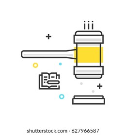 Color box icon, judge hammer illustration, icon, background and graphics. The illustration is colorful, flat, vector, pixel perfect, suitable for web and print. It is linear stokes and fills.