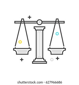 Color box icon, law scale illustration, icon, background and graphics. The illustration is colorful, flat, vector, pixel perfect, suitable for web and print. It is linear stokes and fills.