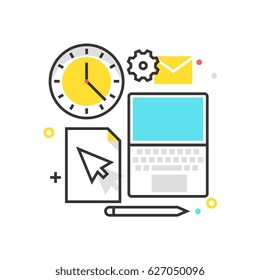Color box icon, office space illustration, icon, background and graphics. The illustration is colorful, flat, vector, pixel perfect, suitable for web and print. It is linear stokes and fills.