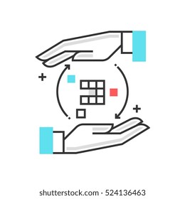 Color box icon, optimization concept illustration, background and graphics. The illustration is colorful, flat, vector, pixel perfect, suitable for web and print. It is linear stokes and fills.