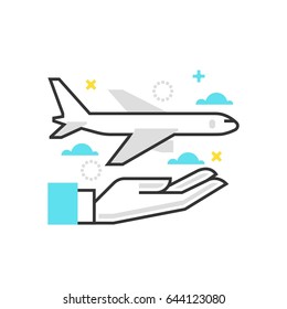 Color box icon, plane protection illustration, icon, background and graphics. The illustration is colorful, flat, vector, pixel perfect, suitable for web and print. It is linear stokes and fills.