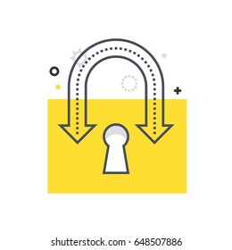 Color box icon, protected connection illustration, icon, background and graphics. The illustration is colorful, flat, vector, pixel perfect, suitable for web and print. It is linear stokes and fills.
