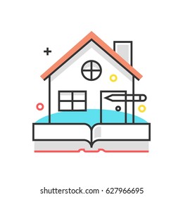Color box icon, real estate illustration, icon, background and graphics. The illustration is colorful, flat, vector, pixel perfect, suitable for web and print. It is linear stokes and fills.