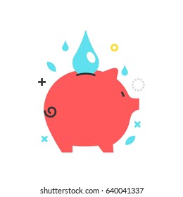 Color box icon, saving water illustration, icon, background and graphics. The illustration is colorful, flat, vector, pixel perfect for web and print. Linear stokes and fills.