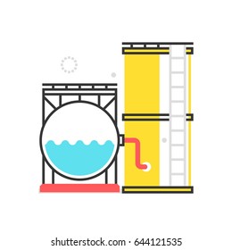 Color box icon, storage tank illustration, icon, background and graphics. The illustration is colorful, flat, vector, pixel perfect, suitable for web and print. It is linear stokes and fills.