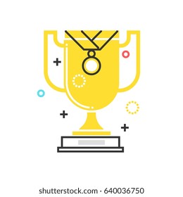 Color box icon, winner cup illustration, icon, background and graphics. The illustration is colorful, flat, vector, pixel perfect for web and print. Linear stokes and fills.