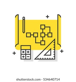 Color box icon, work flow concept illustration, icon, background and graphics. The illustration is colorful, flat, vector, pixel perfect, suitable for web and print. It is linear stokes and fills.