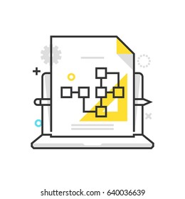 Color box icon, work flow illustration, icon, background and graphics. The illustration is colorful, flat, vector, pixel perfect for web and print. Linear stokes and fills.