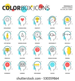 Color box icons, business and personality  illustrations, icons, backgrounds and graphics. The illustration is colorful, flat, vector, pixel perfect for web and print. It is linear stokes and fills.