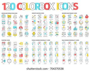 Color box icons, illustrations, icons, backgrounds and graphics. The illustration is colorful, flat, vector, pixel perfect, suitable for web and print. It is linear stokes and fills.