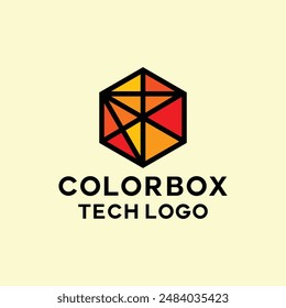 Vector colorido del logotipo de la caja de color, símbolo Abstractas de la luna de Monoline, emblema moderno Diseño gráfico creativo de Antiguas