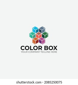 Color Box Logo Design Template