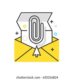 Color box mail attachment icon, background and graphics. The illustration is colorful, flat, vector, pixel perfect, suitable for web and print. It is linear stokes and fills.