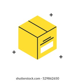 Color box packaging concept illustration, icon, background and graphics. The illustration is colorful, flat, vector, pixel perfect for web and print. Linear stokes and fills.