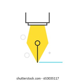 Color box pen icon, background and graphics. The illustration is colorful, flat, vector, pixel perfect, suitable for web and print. It is linear stokes and fills.