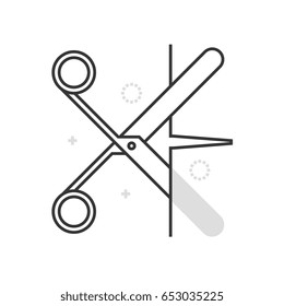 Color box scissors icon, background and graphics. The illustration is colorful, flat, vector, pixel perfect, suitable for web and print. It is linear stokes and fills.