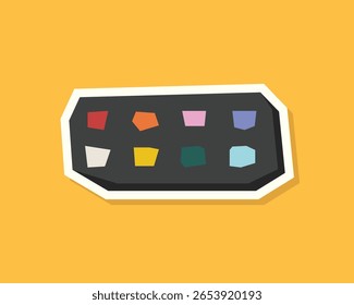 Color Box Sticker with Flat Soft Color Palette in Cutout Style