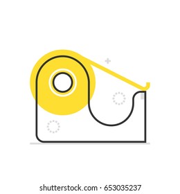 Color box tape icon, background and graphics. The illustration is colorful, flat, vector, pixel perfect, suitable for web and print. It is linear stokes and fills.
