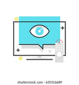 Color box television icon, background and graphics. The illustration is colorful, flat, vector, pixel perfect, suitable for web and print. It is linear stokes and fills.