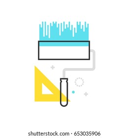 Color box wall paint icon, background and graphics. The illustration is colorful, flat, vector, pixel perfect, suitable for web and print. It is linear stokes and fills.