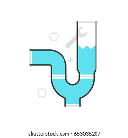 Color box water pipe icon, background and graphics. The illustration is colorful, flat, vector, pixel perfect, suitable for web and print. It is linear stokes and fills.