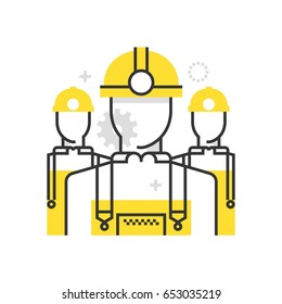 Color box workers icon, background and graphics. The illustration is colorful, flat, vector, pixel perfect, suitable for web and print. It is linear stokes and fills.