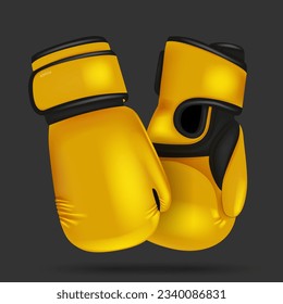 Color boxing gloves. Sport hands punch items for boxers equipment. 3d isolated objects utter vecto