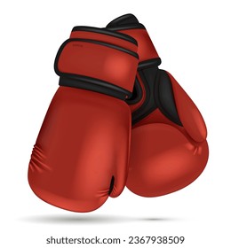 Color boxing gloves. Sport hands punch items for boxers equipment. 3d isolated objects utter vecto