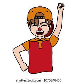 color boy with cap style and clown nose