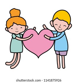color boy and girl sleeping with fashion heart