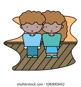 color boy and girl together with fashion clothes