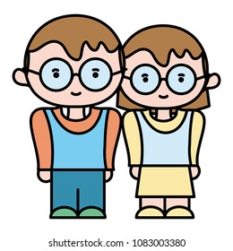 color boy and girl together with glasses and hairstyle