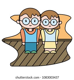 color boy and girl together with glasses and clothes