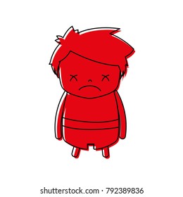 color boy with hairstyle design and sad face