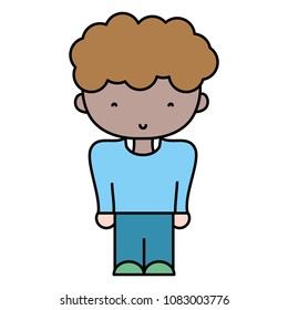 color boy with hairstyle and fashion casual clothes